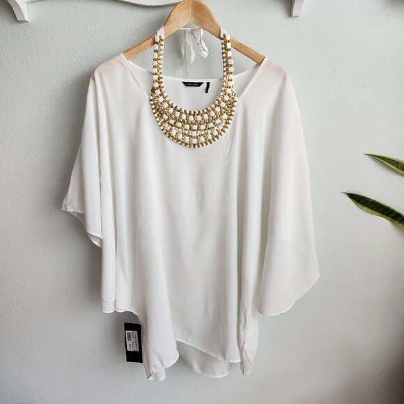 Guess Marciano white flowy kaftan top S NWT - Picture 1 of 4